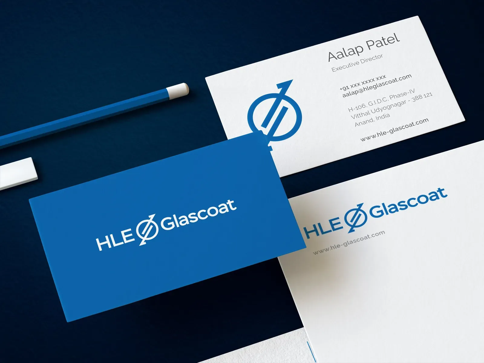 HLE Glascoat business cards and letterhead